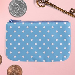 1950 Summer Sky Blue White Dots Large Coin Purse by SomethingForEveryone