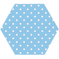 1950 Summer Sky Blue White Dots Wooden Puzzle Hexagon by SomethingForEveryone