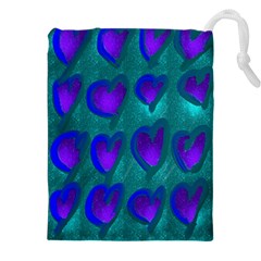 Purple Hearts Drawstring Pouch (4xl) by kiernankallan