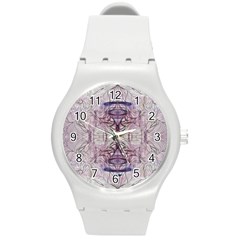 Amethyst Repeats Iv Round Plastic Sport Watch (m) by kaleidomarblingart