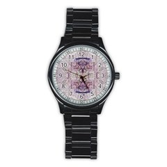 Amethyst Repeats Iv Stainless Steel Round Watch by kaleidomarblingart