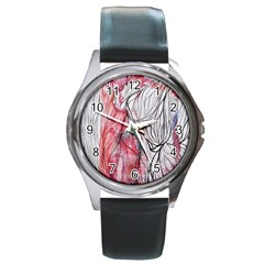 Flow Lines Round Metal Watch