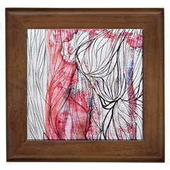 Flow Lines Framed Tile by kaleidomarblingart