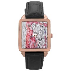 Flow Lines Rose Gold Leather Watch 