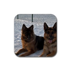 2 German Shepherds Rubber Coaster (square) 