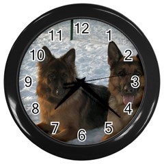 2 German Shepherds Wall Clock (black) by SomethingForEveryone