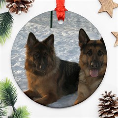 2 German Shepherds Round Ornament (two Sides) by SomethingForEveryone