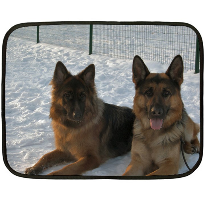 2 German Shepherds Double Sided Fleece Blanket (Mini) 