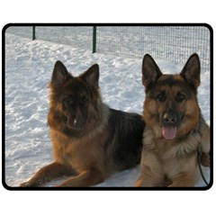 2 German Shepherds Fleece Blanket (medium)  by SomethingForEveryone