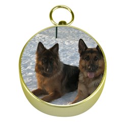 2 German Shepherds Gold Compasses by SomethingForEveryone