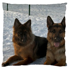 2 German Shepherds Large Flano Cushion Case (one Side) by SomethingForEveryone