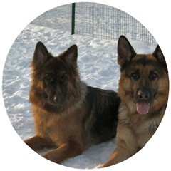 2 German Shepherds Wooden Puzzle Round by SomethingForEveryone