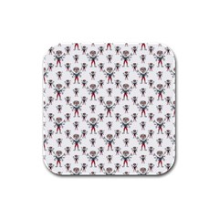 Sketchy Style Scarecrow Drawing Motif Pattern Rubber Square Coaster (4 Pack) 