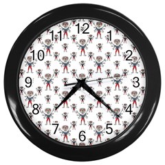 Sketchy Style Scarecrow Drawing Motif Pattern Wall Clock (black) by dflcprintsclothing