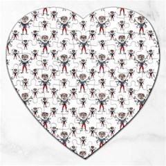 Sketchy Style Scarecrow Drawing Motif Pattern Jigsaw Puzzle (heart) by dflcprintsclothing