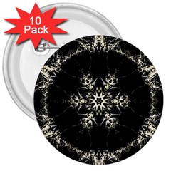 Bnw Mandala 3  Buttons (10 Pack)  by MRNStudios