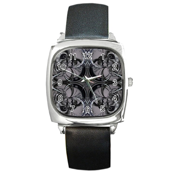 Lunar Phases Square Metal Watch