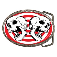 Skulls Belt Buckle (oval) by greendevildesigns