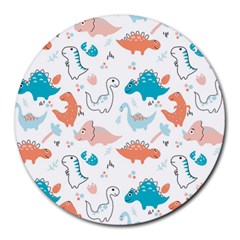 Funny Dinosaurs Kids Round Mousepads by SychEva