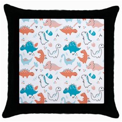 Funny Dinosaurs Kids Throw Pillow Case (black) by SychEva