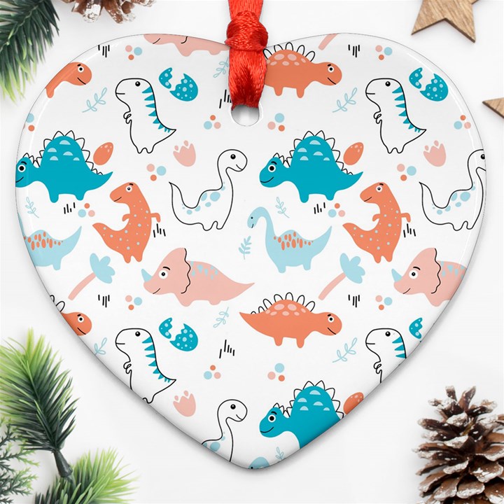 Funny Dinosaurs Kids Heart Ornament (Two Sides)