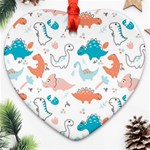 Funny Dinosaurs Kids Heart Ornament (Two Sides) Back