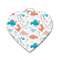 Funny Dinosaurs Kids Dog Tag Heart (one Side) by SychEva