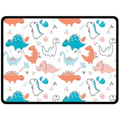 Funny Dinosaurs Kids Fleece Blanket (large)  by SychEva