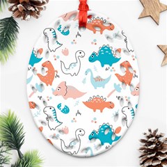 Funny Dinosaurs Kids Oval Filigree Ornament (two Sides) by SychEva