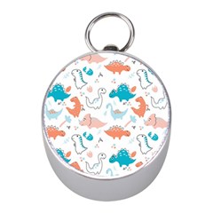 Funny Dinosaurs Kids Mini Silver Compasses by SychEva