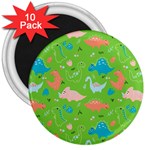 Funny Dinosaur 3  Magnets (10 pack)  Front