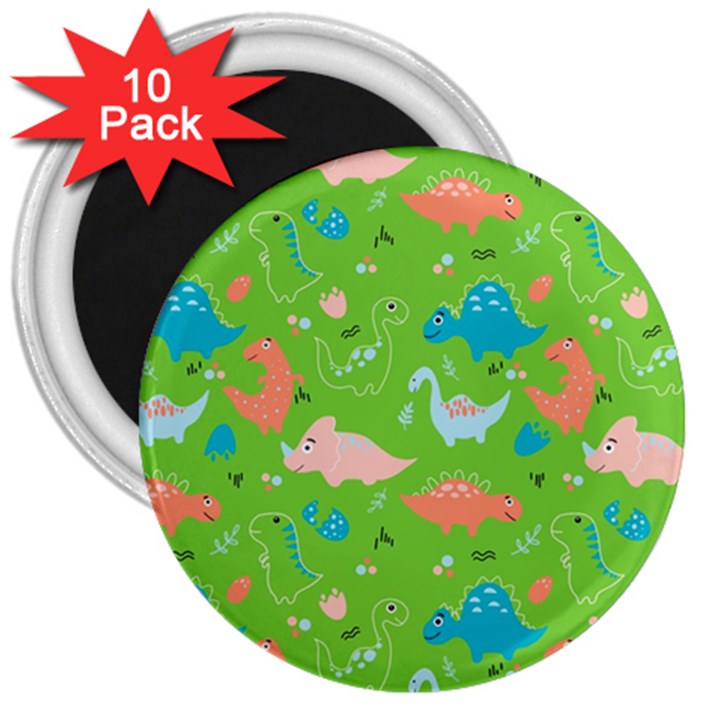 Funny Dinosaur 3  Magnets (10 pack) 