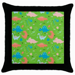 Funny Dinosaur Throw Pillow Case (black) by SychEva