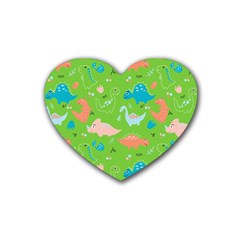 Funny Dinosaur Rubber Coaster (heart)  by SychEva