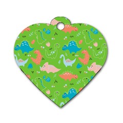 Funny Dinosaur Dog Tag Heart (two Sides) by SychEva