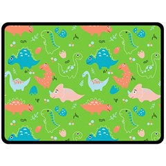 Funny Dinosaur Fleece Blanket (large)  by SychEva