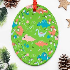 Funny Dinosaur Oval Filigree Ornament (two Sides) by SychEva