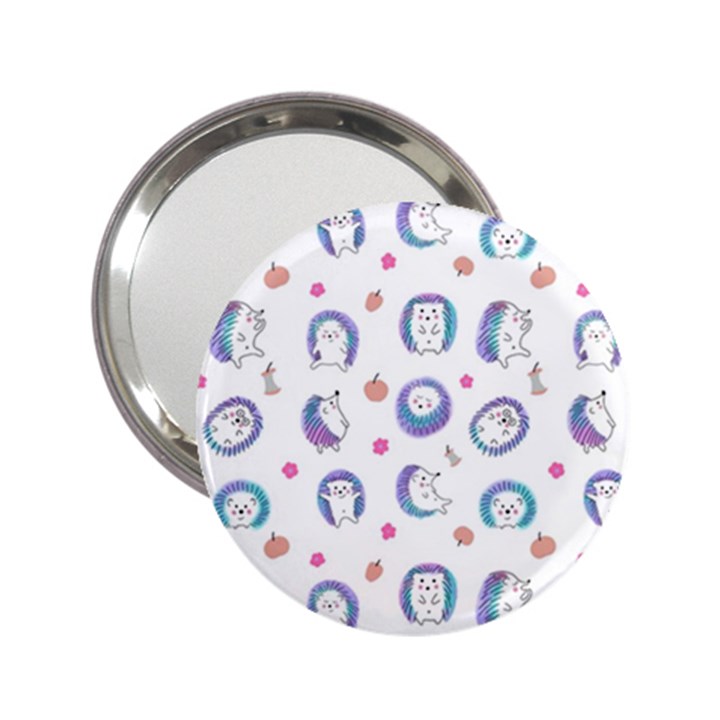 Cute And Funny Purple Hedgehogs On A White Background 2.25  Handbag Mirrors