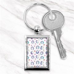 Cute And Funny Purple Hedgehogs On A White Background Key Chain (rectangle) by SychEva