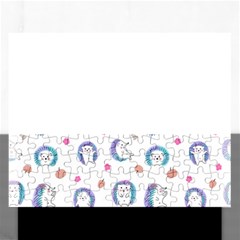 Cute And Funny Purple Hedgehogs On A White Background Rectangular Jigsaw Puzzl by SychEva