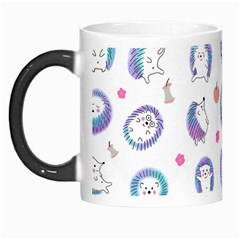 Cute And Funny Purple Hedgehogs On A White Background Morph Mugs by SychEva