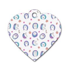 Cute And Funny Purple Hedgehogs On A White Background Dog Tag Heart (two Sides) by SychEva