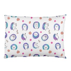 Cute And Funny Purple Hedgehogs On A White Background Pillow Case by SychEva