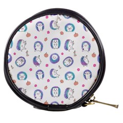 Cute And Funny Purple Hedgehogs On A White Background Mini Makeup Bag by SychEva