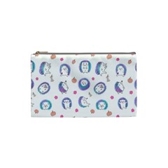 Cute And Funny Purple Hedgehogs On A White Background Cosmetic Bag (small) by SychEva