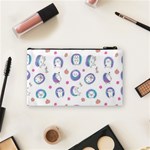 Cute And Funny Purple Hedgehogs On A White Background Cosmetic Bag (Small) Back