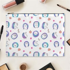 Cute And Funny Purple Hedgehogs On A White Background Cosmetic Bag (xl) by SychEva