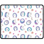 Cute And Funny Purple Hedgehogs On A White Background Fleece Blanket (Medium)  60 x50  Blanket Front