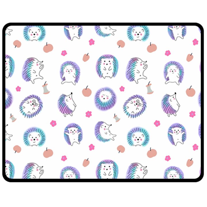 Cute And Funny Purple Hedgehogs On A White Background Fleece Blanket (Medium) 