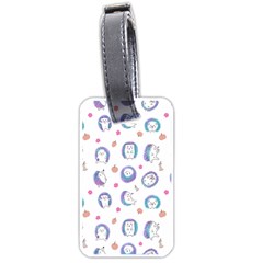 Cute And Funny Purple Hedgehogs On A White Background Luggage Tag (one Side) by SychEva